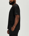 Black - White Cross Fit Men's 3 Pocket V-Neck Moisture Wicking Scrub Top for Nursing
