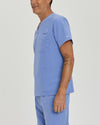 Ceil Blue - White Cross Fit Men's 3 Pocket V-Neck Moisture Wicking Scrub Top for Nursing