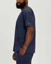 Navy - White Cross Fit Men's 3 Pocket V-Neck Moisture Wicking Scrub Top for Nursing