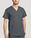 Pewter - White Cross Allure Men's 3 Pocket V-Neck Scrub Top for Nursing