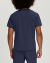 Navy - White Cross Fit Men's 3 Pocket V-Neck Mesh Panel Moisture Wicking Scrub Top for Nursing