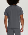 Pewter - White Cross Fit Men's 3 Pocket V-Neck Mesh Panel Moisture Wicking Scrub Top for Nursing