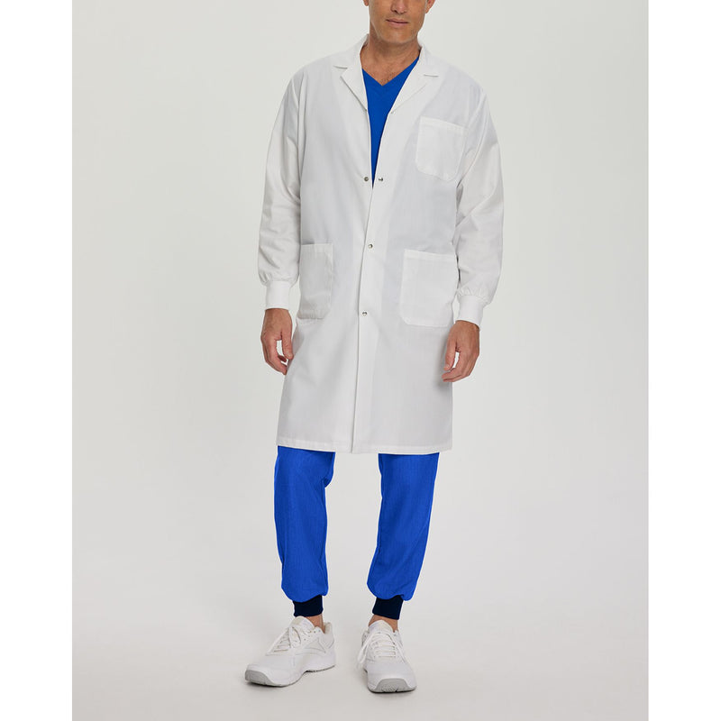 White - White Cross Unisex Lab Coats - Front View