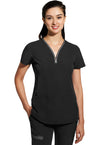 BLACK - Healing Hands 360 Women Scrub Top - Front View