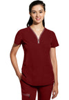 Garnet Red - Healing Hands 360 Women Scrub Top - Front View