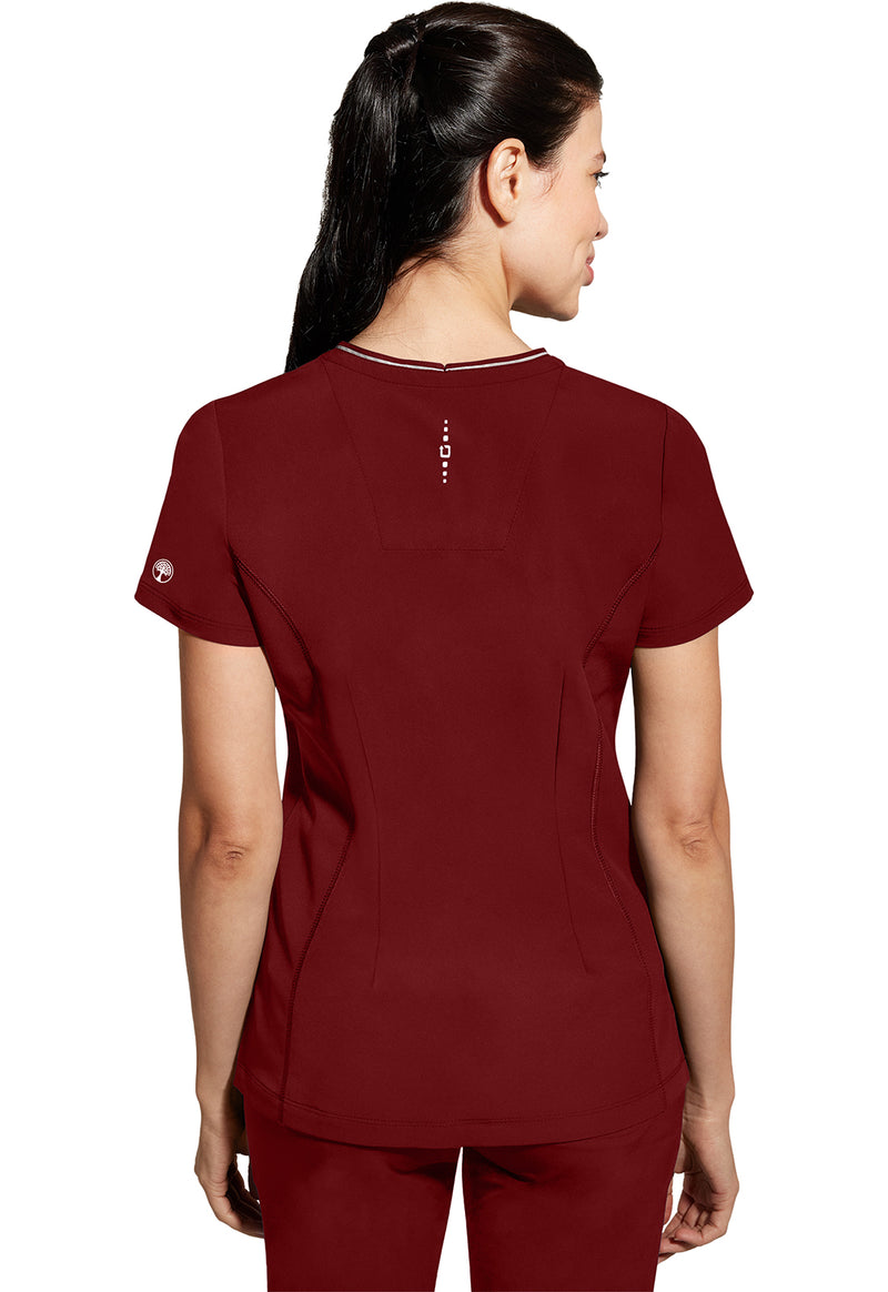 Garnet Red - Healing Hands 360 Women Scrub Top - Back View