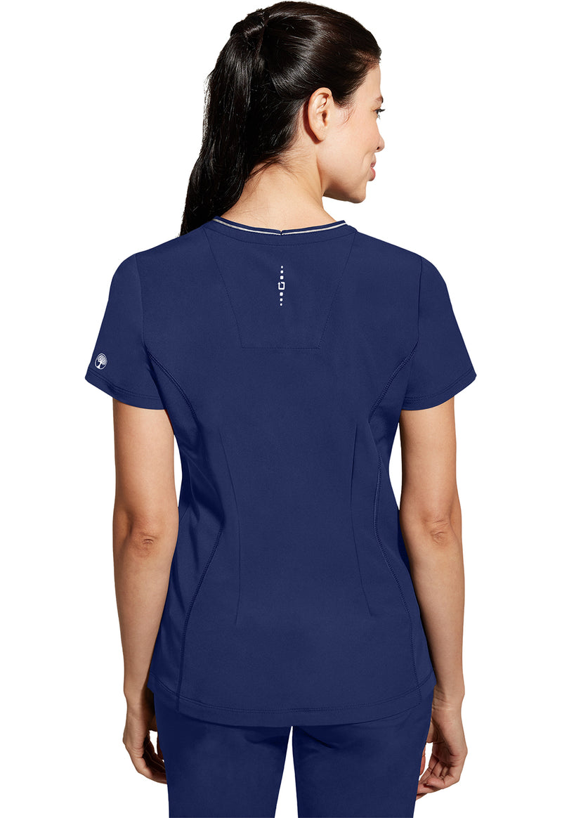 Navy - Healing Hands 360 Women Scrub Top - Back View
