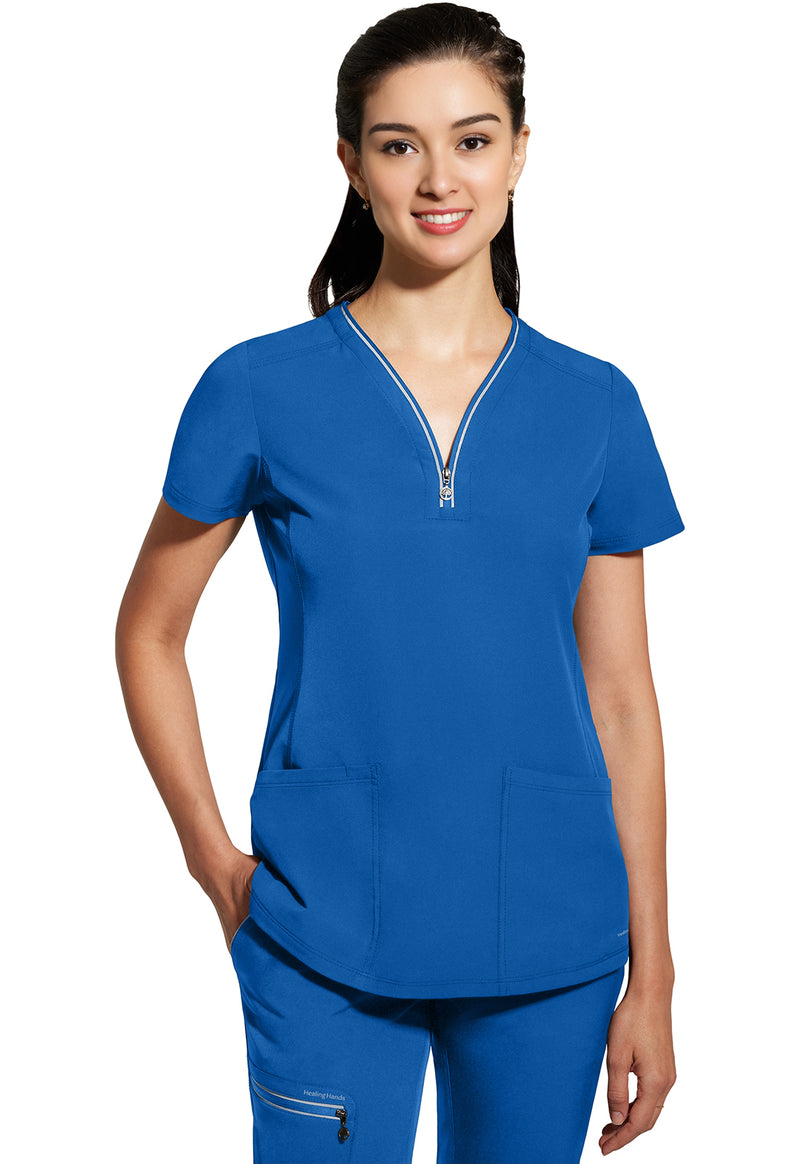 Royal - Healing Hands 360 Women Scrub Top - Front View
