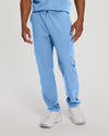 Ceil Blue - White Cross V-Tess Men's 7 Pocket Cargo Scrub Pants for Nursing