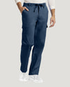 Navy - White Cross Duo Men's Cargo Scrub Pants for Nursing