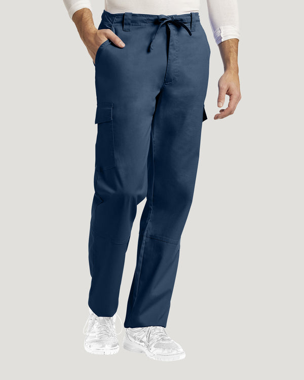 Navy - White Cross Duo Men's Cargo Scrub Pants for Nursing