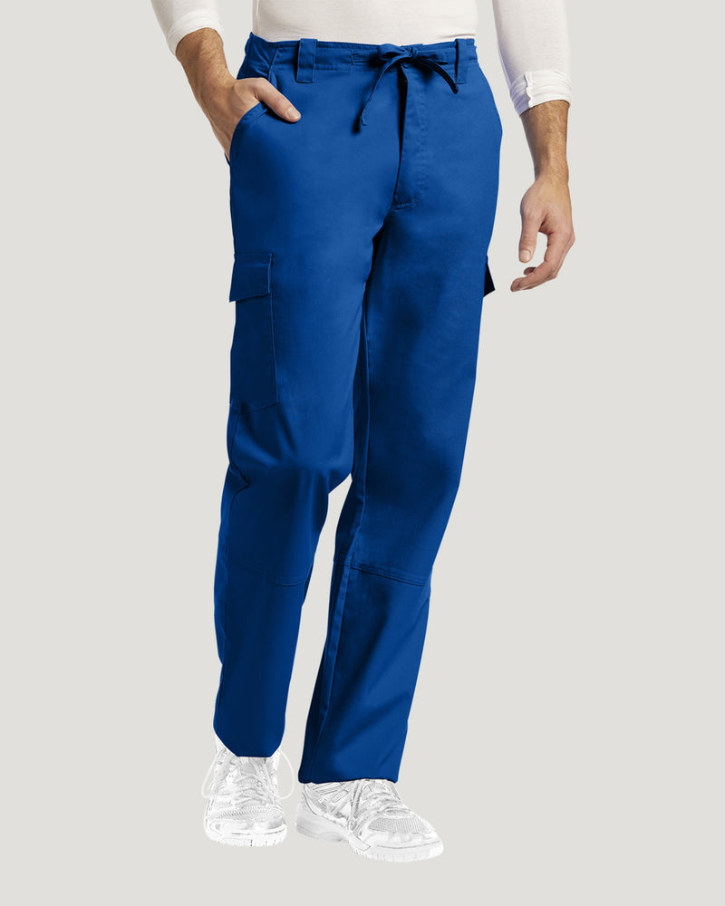 Royal Blue - White Cross Duo Men's Cargo Scrub Pants for Nursing