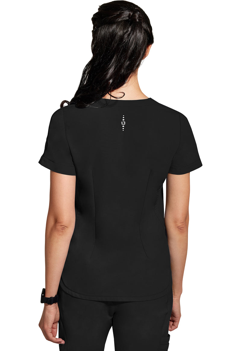 BLACK - Healing Hands 360 Women Scrub Top - Back View