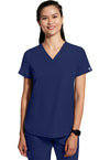 Navy - Healing Hands 360 Women Scrub Top - Front View