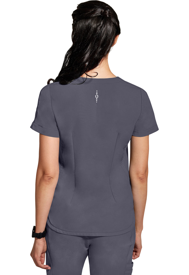 Pewter - Healing Hands 360 Women Scrub Top - Back View