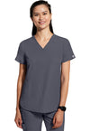 Pewter - Healing Hands 360 Women Scrub Top - Front View