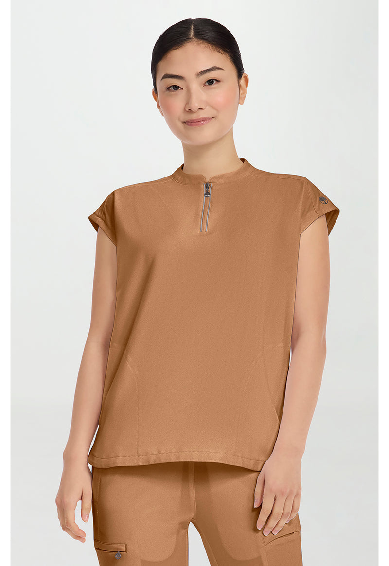 Caramel Cafe - Healing Hands 360 Women Scrub Top - Front View
