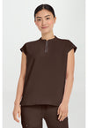 Dark Chocolate - Healing Hands 360 Women Scrub Top - Front View