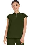 Dark Pine - Healing Hands 360 Women Scrub Top - Front View
