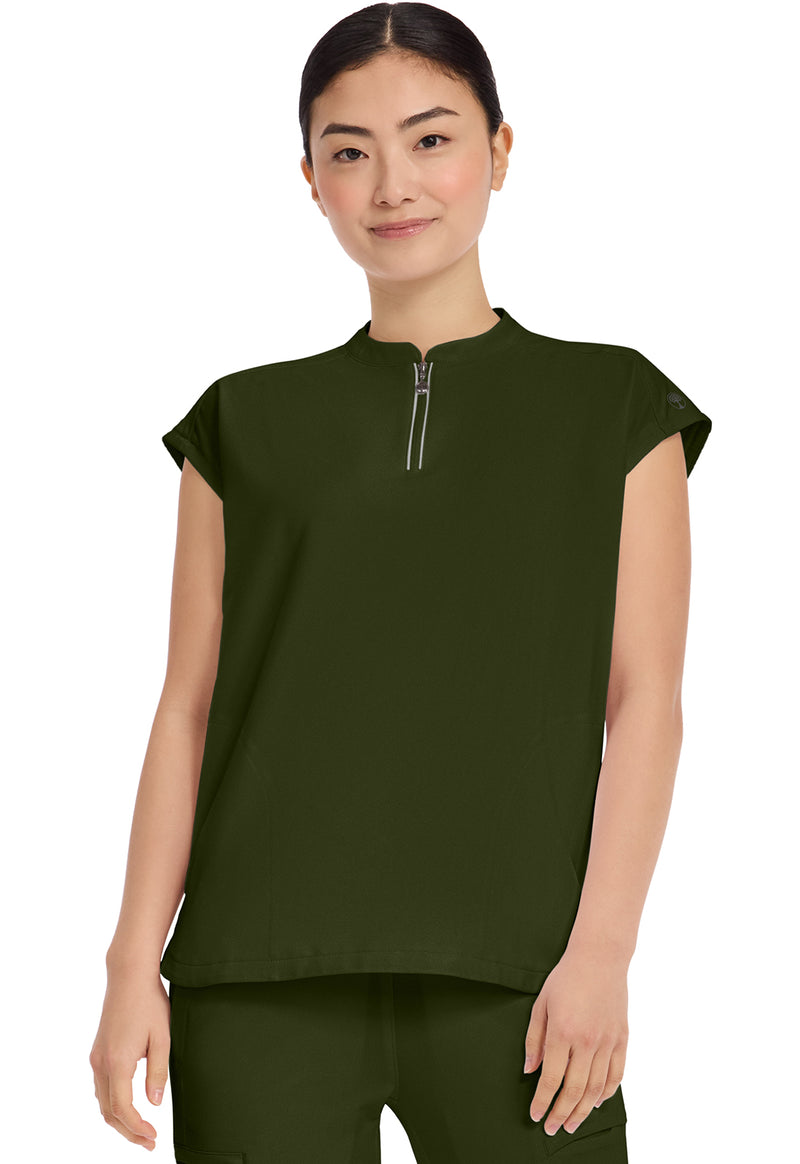 Dark Pine - Healing Hands 360 Women Scrub Top - Front View