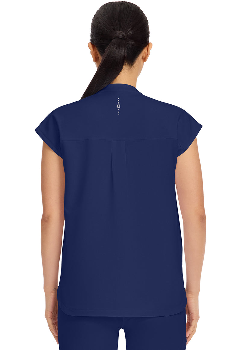 Navy - Healing Hands 360 Women Scrub Top - Back View