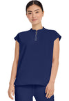 Navy - Healing Hands 360 Women Scrub Top - Front View