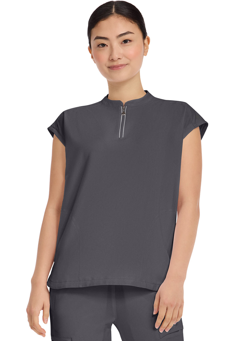 Pewter - Healing Hands 360 Women Scrub Top - Front View