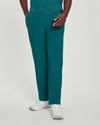 Caribbean Blue - White Cross Fit Men's 6 Pocket Yoga Waist Cargo Scrub Pants for Nursing
