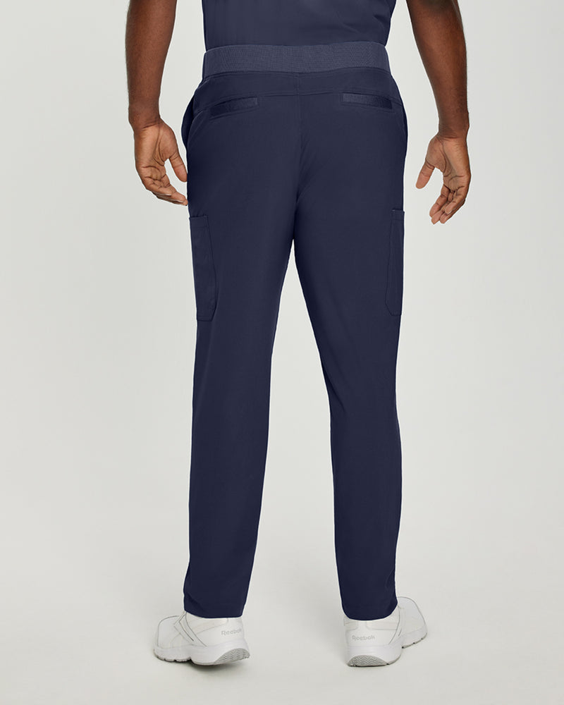 Navy - White Cross Fit Men's 6 Pocket Yoga Waist Cargo Scrub Pants for Nursing
