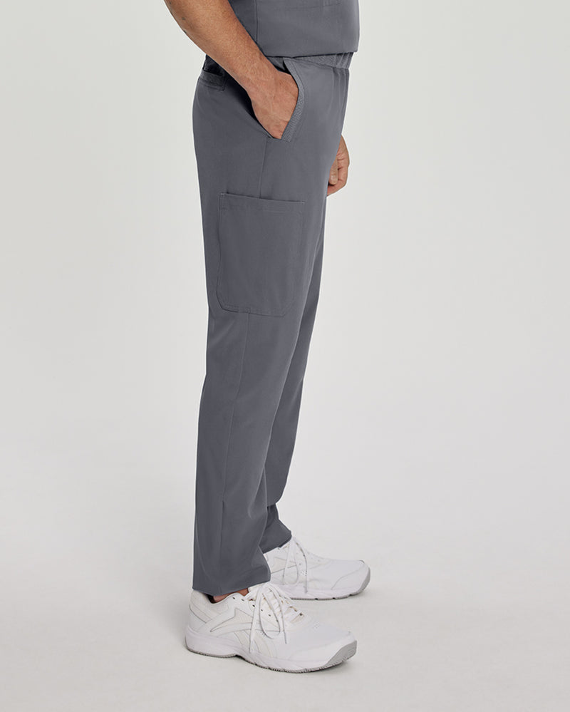 Pewter - White Cross Fit Men's 6 Pocket Yoga Waist Cargo Scrub Pants for Nursing
