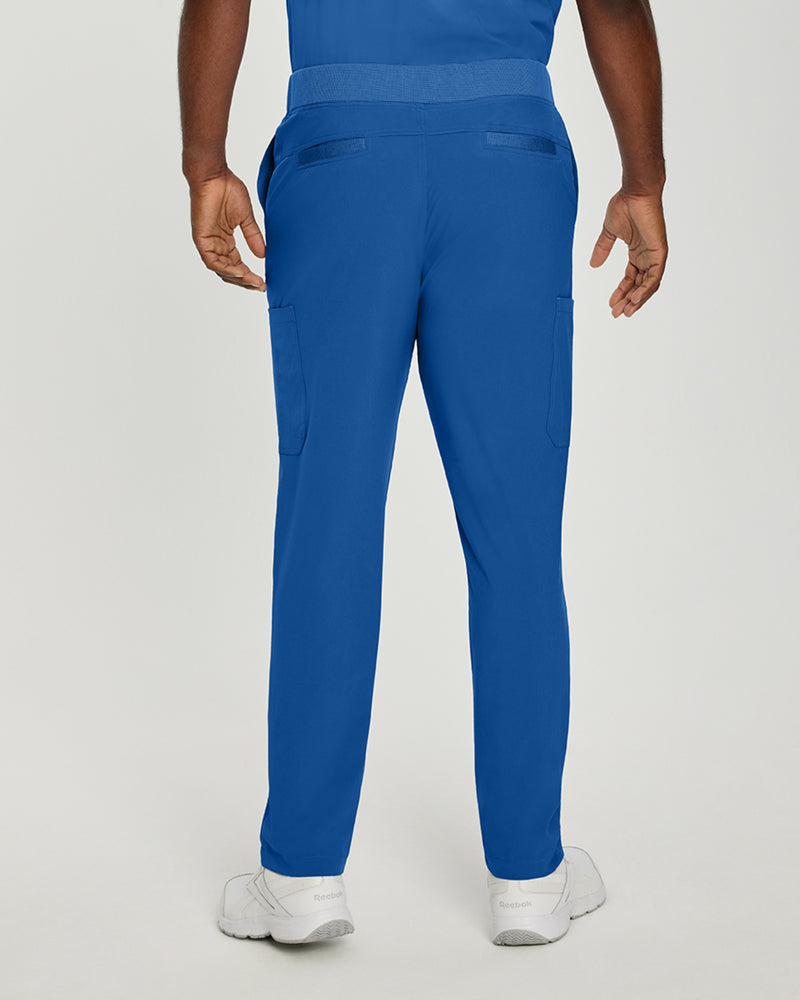 Royal Blue - White Cross Fit Men's 6 Pocket Yoga Waist Cargo Scrub Pants for Nursing