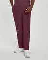 Wine - White Cross Fit Men's 6 Pocket Yoga Waist Cargo Scrub Pants for Nursing