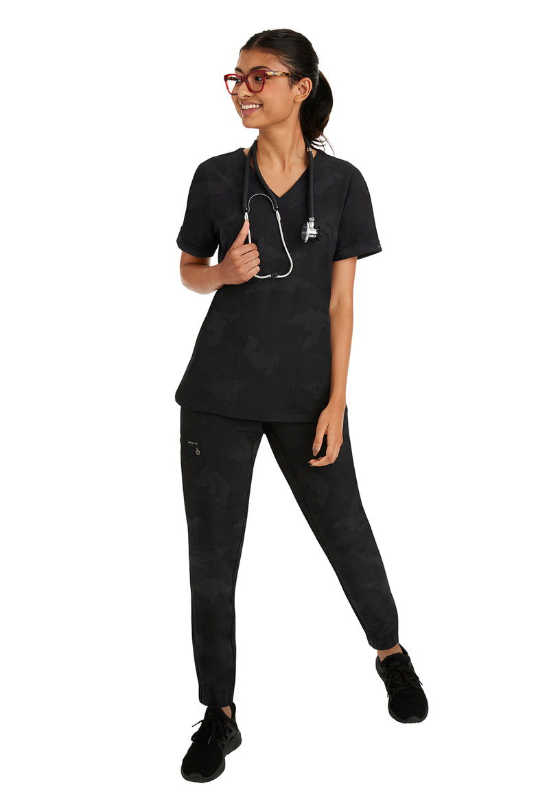 BLACK - Women's Joy Camo Scrub Top (View 3)