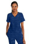 Navy - Healing Hands Purple Label Jacquard Women Scrub Top - Front View