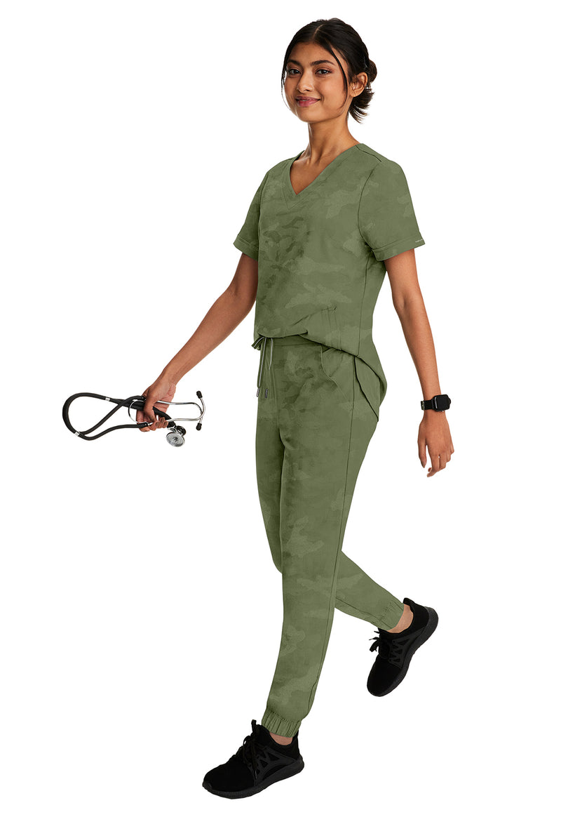 Olive - Women's Joy Camo Scrub Top (View 3)