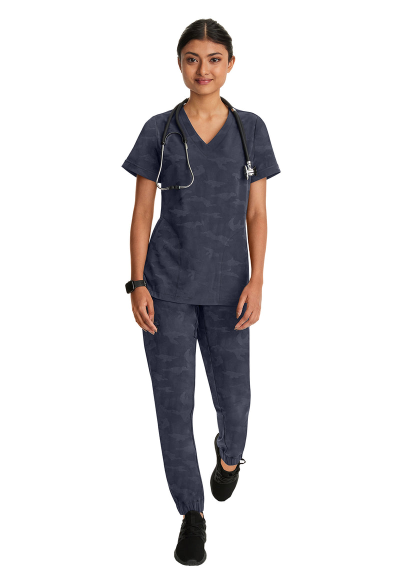 Pewter - Women's Joy Camo Scrub Top (View 3)