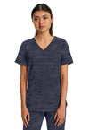 Pewter - Healing Hands Purple Label Jacquard Women Scrub Top - Front View