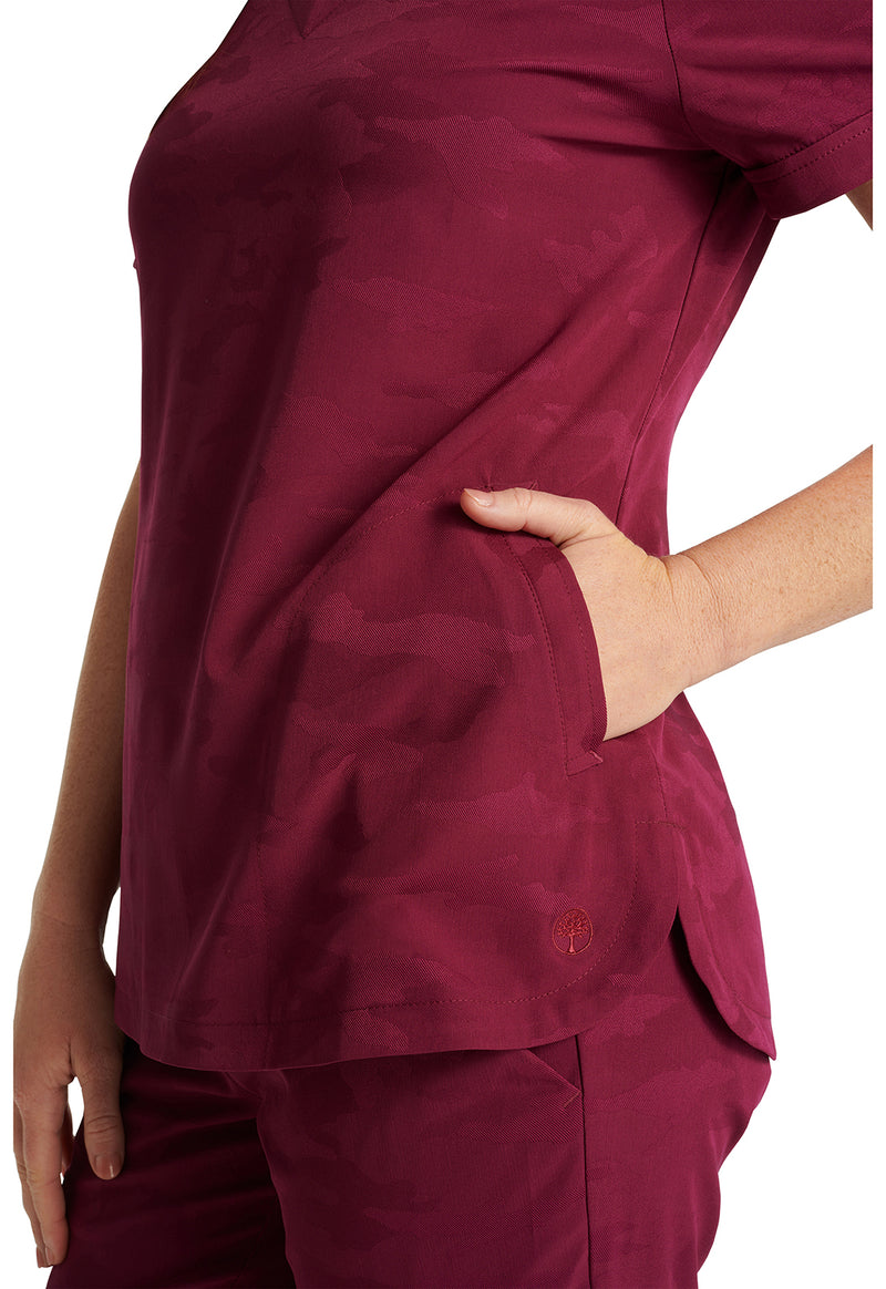 Wine - Women's Joy Camo Scrub Top (View 2)
