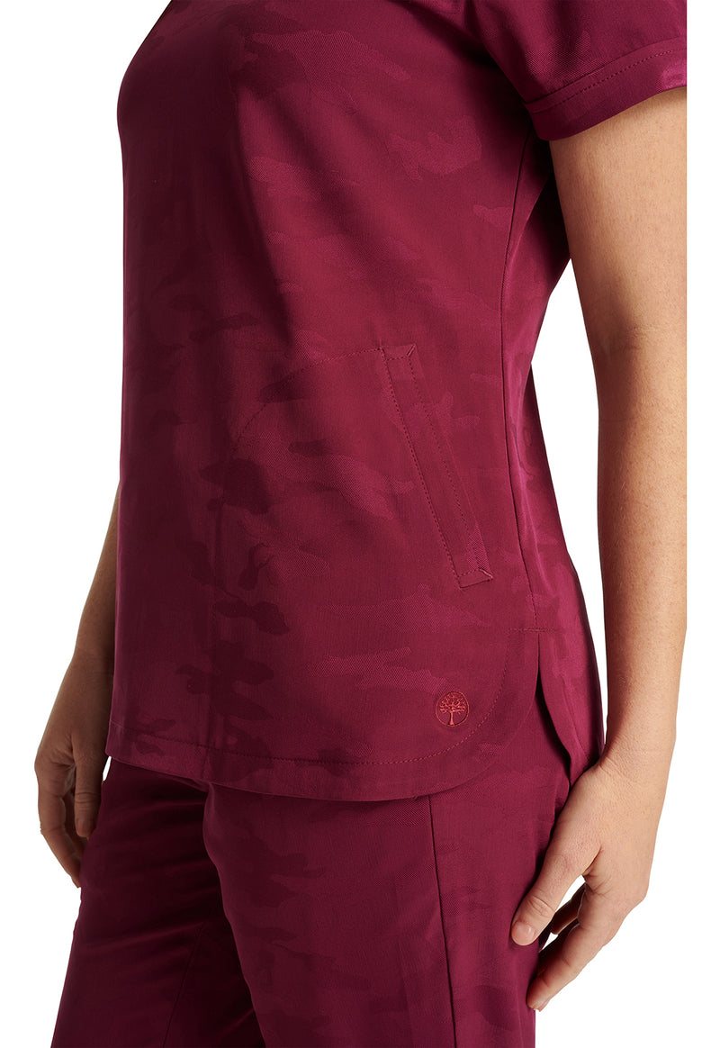 Wine - Women's Joy Camo Scrub Top (View 3)