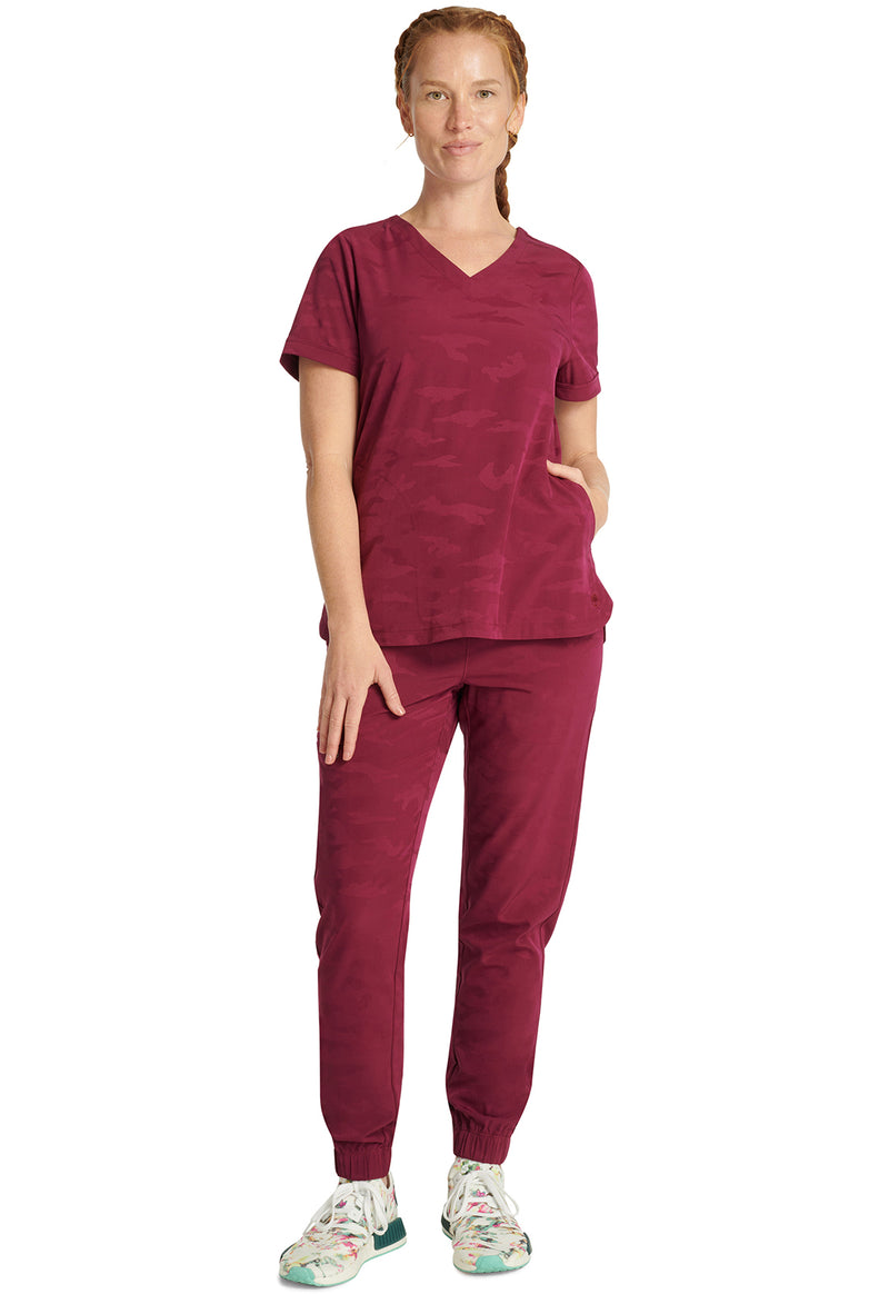 Wine - Women's Joy Camo Scrub Top (View 4)
