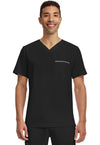 BLACK - Healing Hands 360 Men Scrub Top - Front View