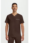 Dark Chocolate - Healing Hands 360 Men Scrub Top - Front View