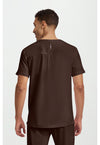 Dark Chocolate - Healing Hands 360 Men Scrub Top - Back View