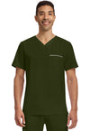 Dark Pine - Healing Hands 360 Men Scrub Top - Front View