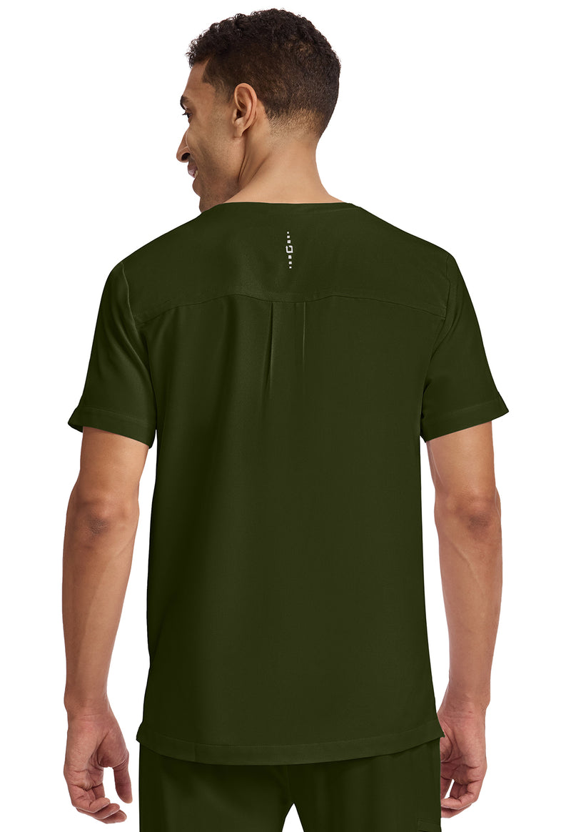 Dark Pine - Healing Hands 360 Men Scrub Top - Back View