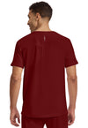 Garnet Red - Healing Hands 360 Men Scrub Top - Back View
