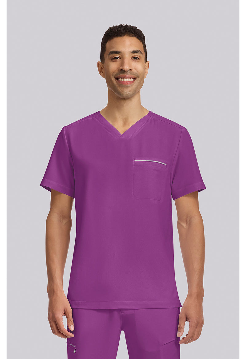 Plum Violet - Healing Hands 360 Men Scrub Top - Front View
