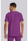 Plum Violet - Healing Hands 360 Men Scrub Top - Back View