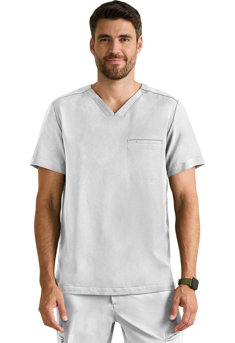 Silver Stone - Healing Hands 360 Men Scrub Top - Front View