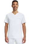 WHITE - Healing Hands 360 Men Scrub Top - Front View